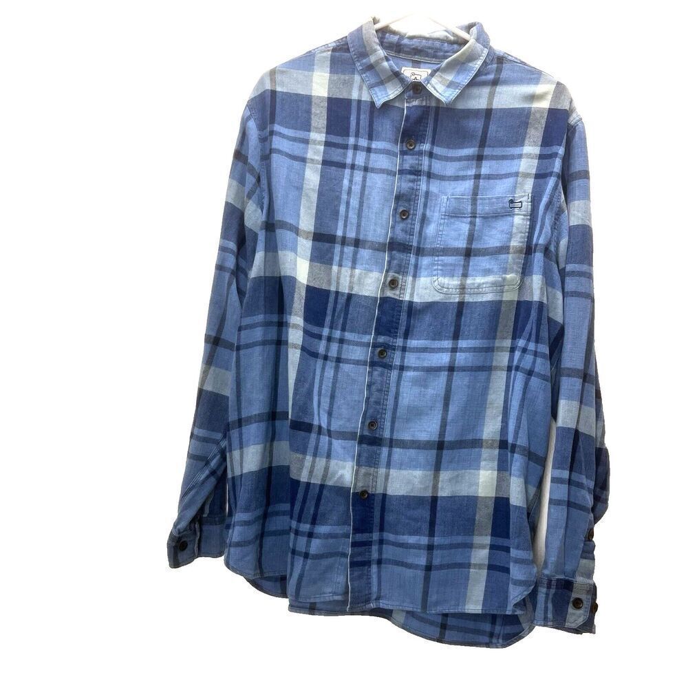 Vintage Woolrich Flannel blue Shirt Southwestern rodeo Button Up Mens XL